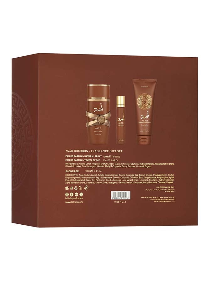 Lattafa Gift Set - Asad Bourbon 100ml + 12ml + Shower Gel - Image 2